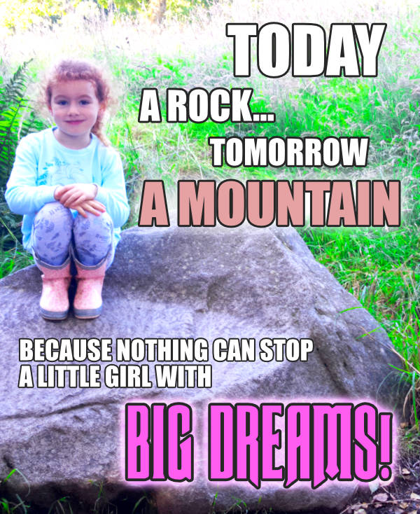 Lenzie On A Rock Inspirational Quote
